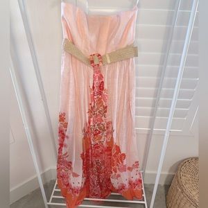 Zimmermann Violet Strapless Long Dress Pink Linen